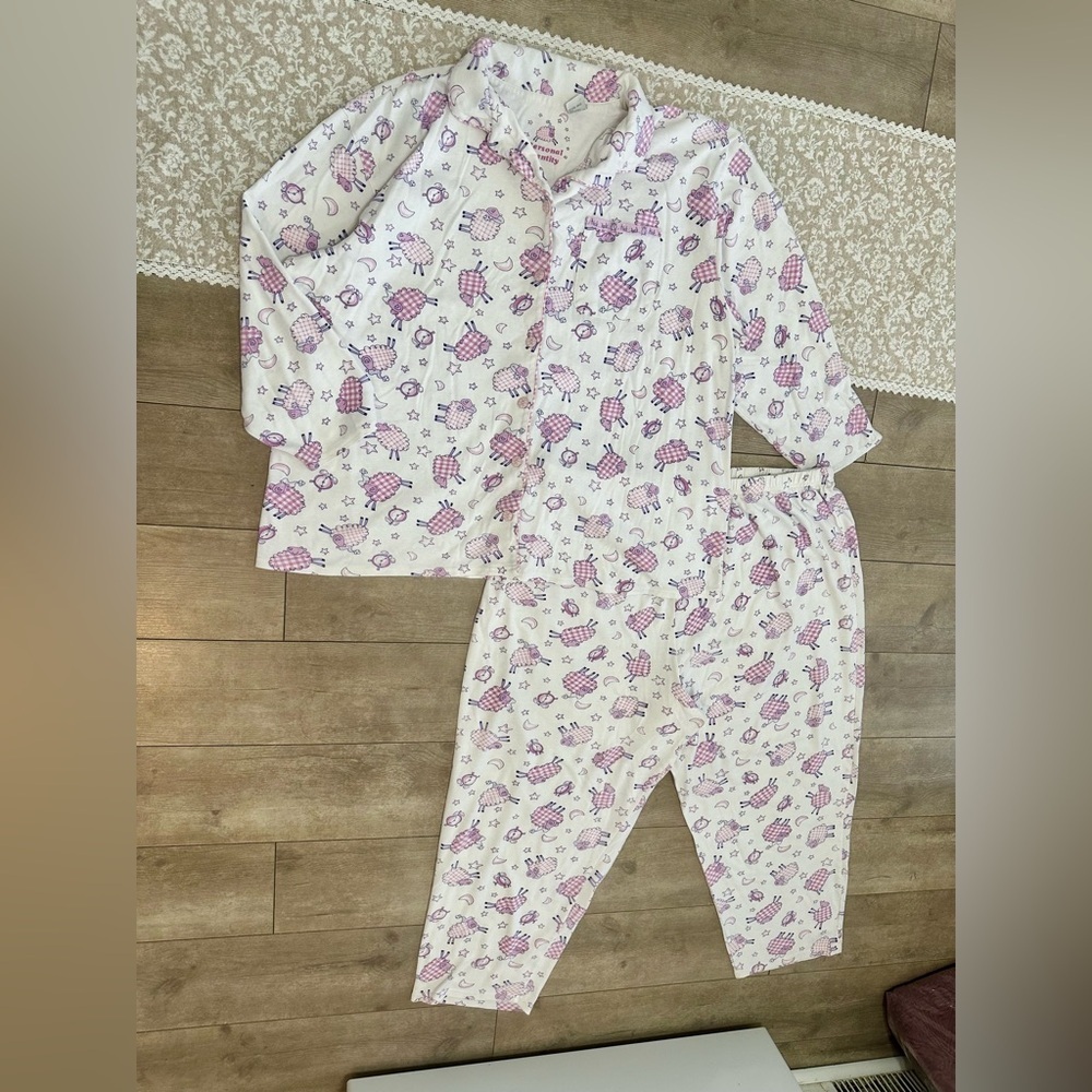 Sears White and Purple Sheep Print Pajama Set - Two-Piece Sleepwear - Picture 9 of 16
